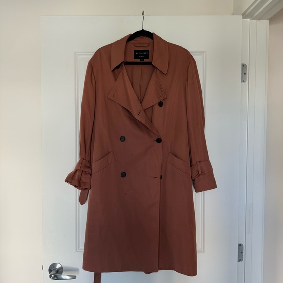 All Saints pink duster trenchcoat size xs - Picture 3 of 8